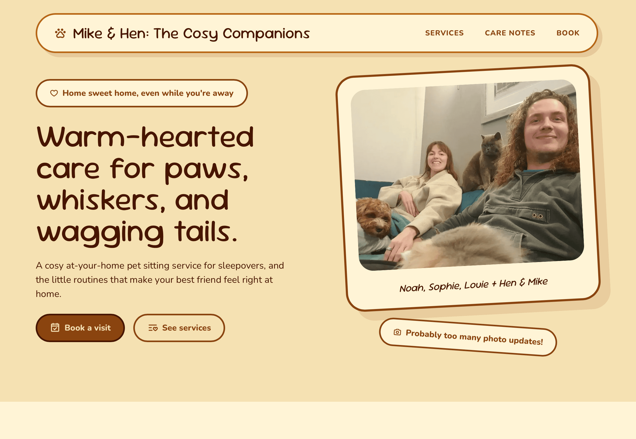 Furballs — cosy pet sitting website